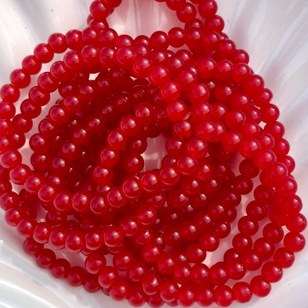 Ruby Red Glass Beaded Bracelets NWOT